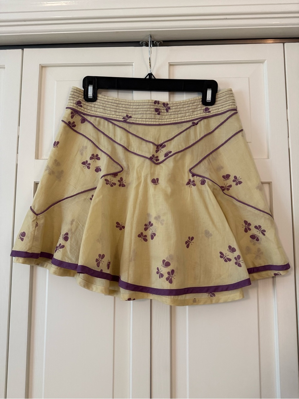 Marc Jacobs Yellow Mini Skirt with Purple Butterfly Details